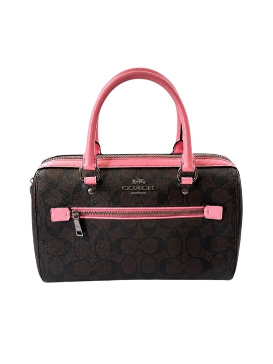 Coach Handbags - Coach Rowan Satchel Bag Signature Canvas Brown with Pink Trim 83607